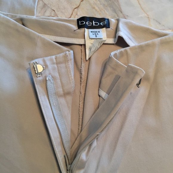 Bebe Lightweight Khaki Straight Leg Pants Grey 2 - Picture 5 of 6